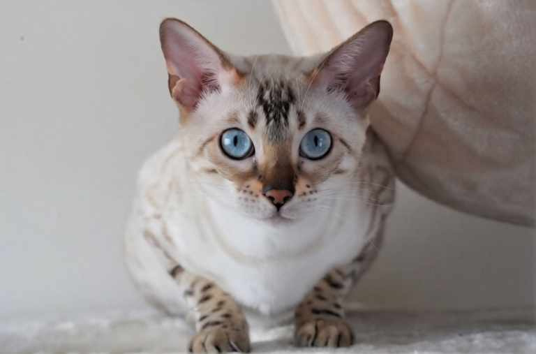 Holly, a snow Bengal with blue eyes, in the Wild Grace Bengals gallery